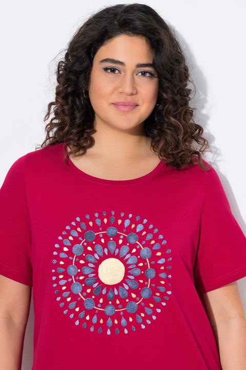 Image du produit Ulla Popken T-shirt en A à col rond et manches courtes. Mandala. (42, 44)