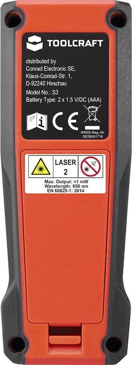 Immagine prodotto Toolcraft Distanziometro laser 20 metri (20 m, 650 nm)
