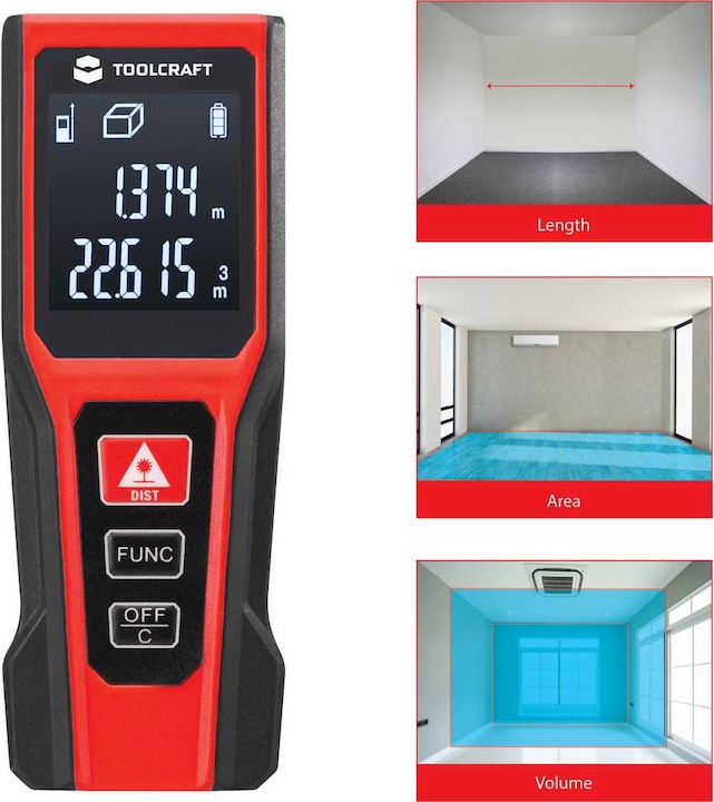 Immagine prodotto Toolcraft Distanziometro laser 20 metri (20 m, 650 nm)