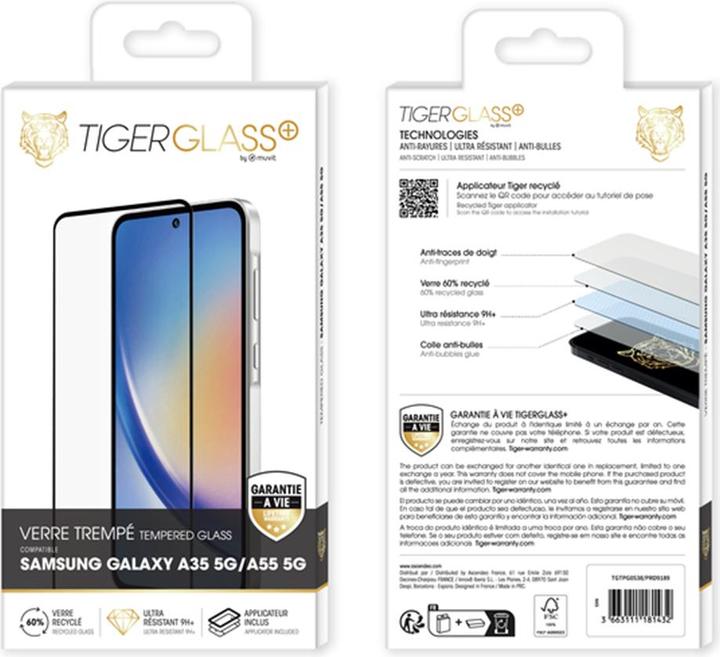 Image du produit Tiger Glass Plus Verre Trempé Recyclé Samsung Galaxy A35 5g/A55 5g (1 pcs, Samsung Galaxy A35, Samsung Galaxy A55)