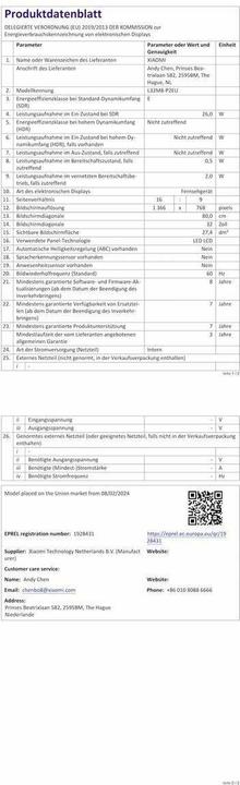 Produktbild Xiaomi TELEVISIÓN A 2025 32 ELA5192EULED ULTRAHD 4K NEGRO (32", LCD, HD, 2025)