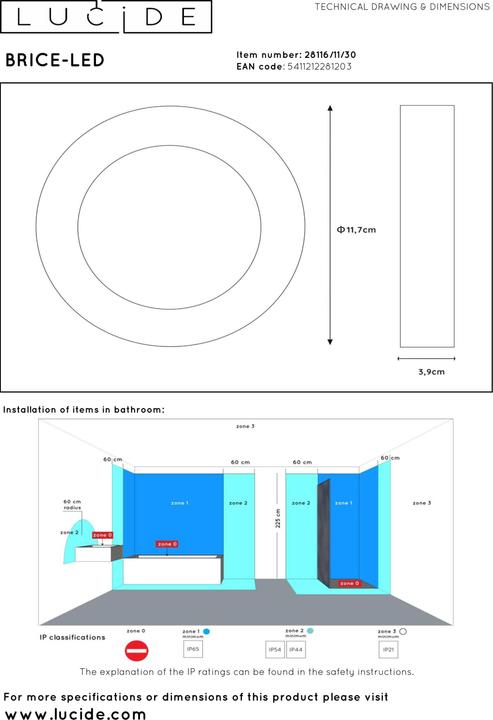 Image du produit Lucide Brice-LED (468 lm, E11)