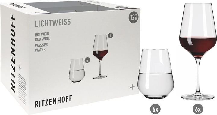 Actual product image Ritzenhoff Red Wine & Water Glasses Light White Aurelie (57 cl, 12 Glasses, Red wine glasses)