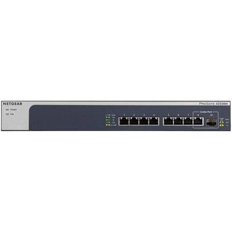 Netgear XS508M Unmanaged Ethernet (100/1000/10000) Grey, Silver, Netzwerk Switch, Grau, Silber