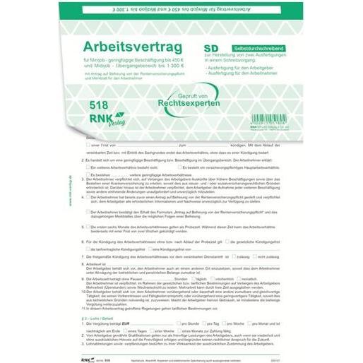 Rnk Verlag Vordruck "Arbeitsvertrag Teilzeit-Besch"ftigte" (34585884)