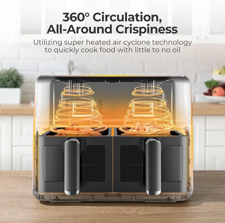 Produktbild Yashe Hot air fryer 1700 W 8 litres double basket touch screen 360 technology fast and healthy