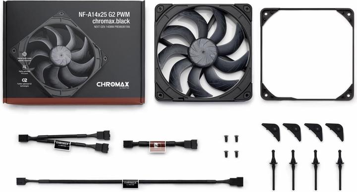 Produktbild Noctua NF-A14x25 G2 PWM chromax.black (140 mm, 1 x)