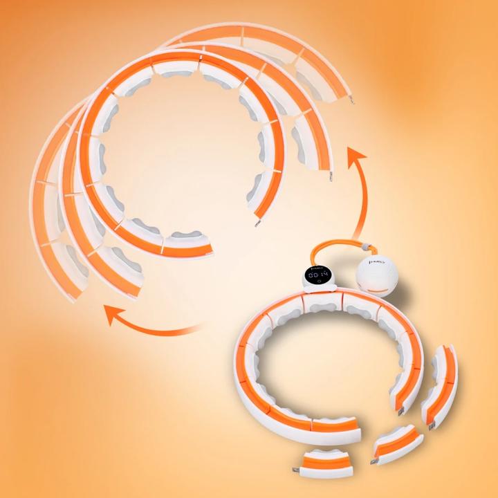 Image du produit HMS Hhm21 Hula Hoop Blanc/Orange Avec Aimants Tpe Patte Et Poids + Compteur (90 cm, 800 g)