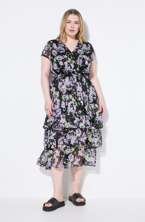 Immagine prodotto Studio Untold Abito midi dal taglio svasato in chiffon con volant e sottoveste (42, 44)
