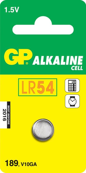 Produktbild GP Batteries GP Knopfzelle Alkaline LR54 1.5V, 1 Stk (1 Stk., AG10, 44 mAh)