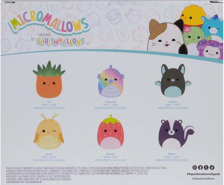 Actual product image Squishmallows Micromallows - 6 cm 6 Pack Plush S2 - Greer, Sloan, Emerald, Oz, Scarlet and Aldous (6 cm)