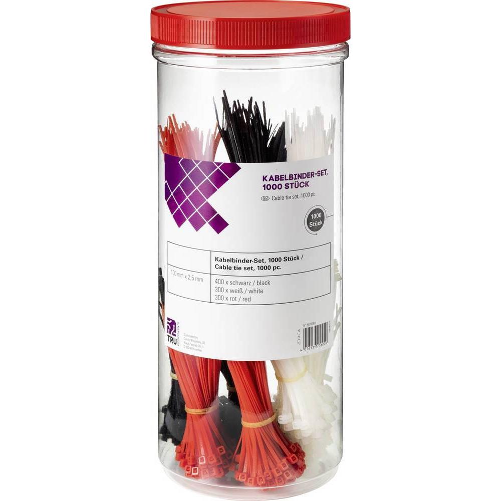 Tru Components, Kabelbinder, Kabelbindersortiment, 1000tlg (100 mm, 1000 Stk.)
