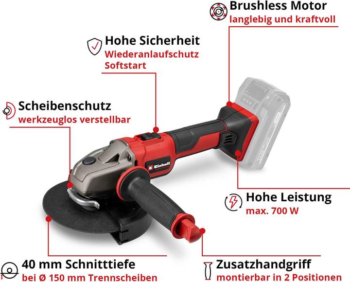 Actual product image Einhell TE-AG 18/150 Li BL (150 mm)