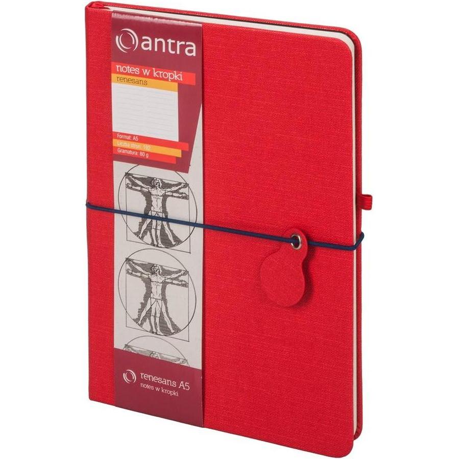 Antrax Rosso Quaderni + Bloc Notes, Note A5 Puntini Raudona Rinascimento (A5, Punteggiato, Copertina Rigida)