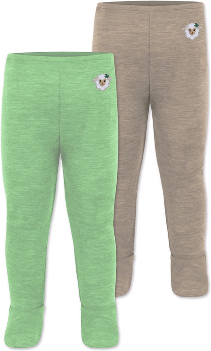 Normani 2er Pack Baby Merino Unterhose mit Füssen - 9539