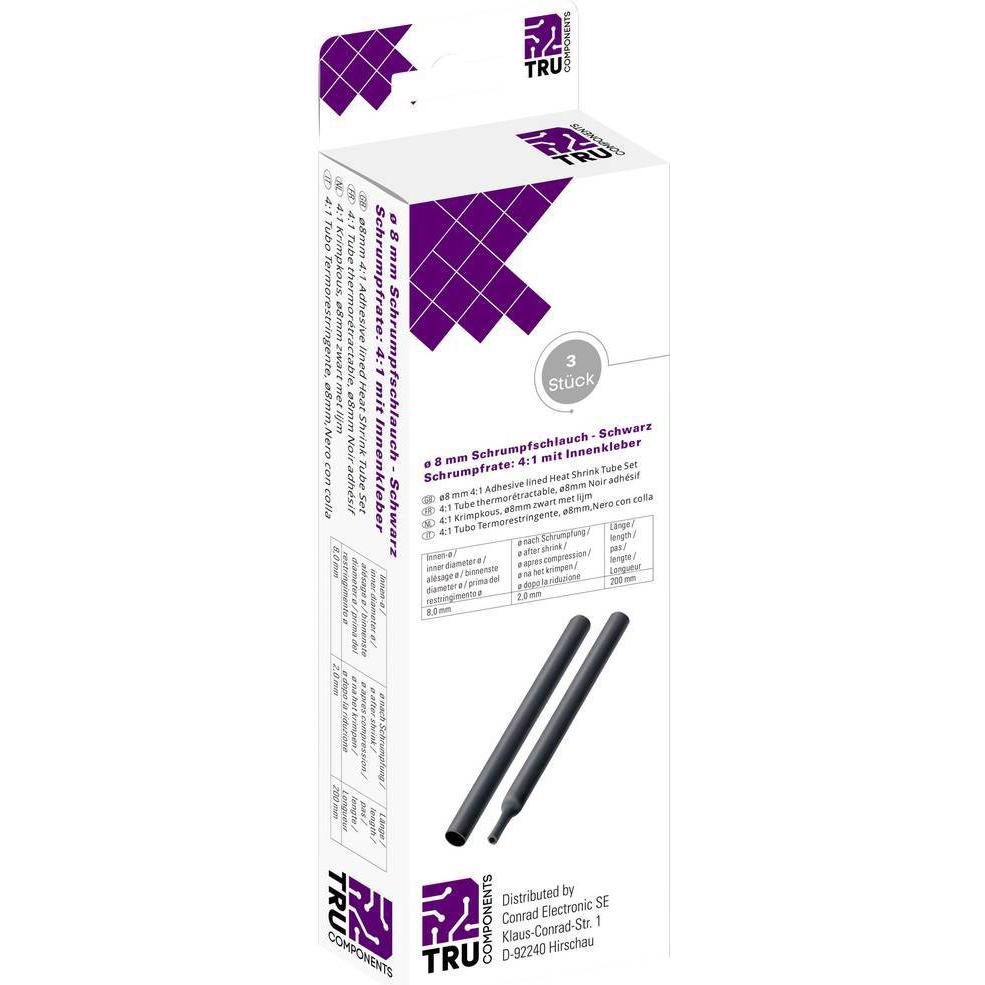 Tru Components, Schrumpfschlauch, Schrumpfschlauch-Set mit Innenkleber, 4:1 (3 x)