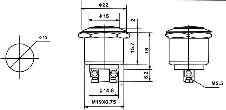 Produktbild Tru Components Robuster Drucktaster 250 V/AC 2 A