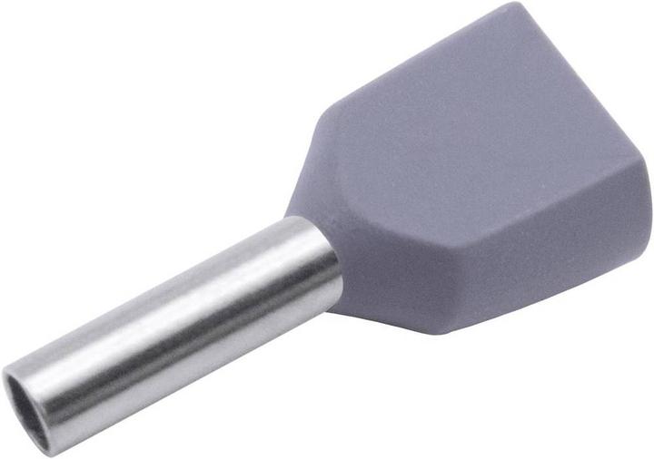 Actual product image Tru Components 8571560 Twin ferrule 2 x 0.75 mm² x 8 mm Partially insulated Gray 100 pcs.