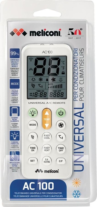 Immagine prodotto Meliconi AC 100 telecomando RF Wireless Aria condizionata Pulsanti (Telecomando universale)