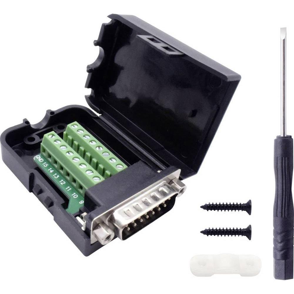 Thumbnail - Tru Components D-SUB Stiftleisten-Set Polzahl 15 Schrauben 1 St., Elektronikkabel + Stecker, Schwarz