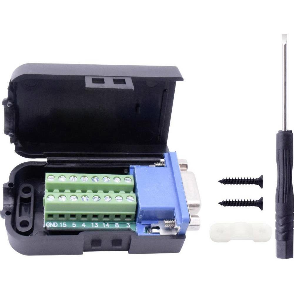 Tru Components D-SUB Buchsenleisten-Set Polzahl 15 Schrauben 1 St., Elektronikkabel + Stecker, Schwarz