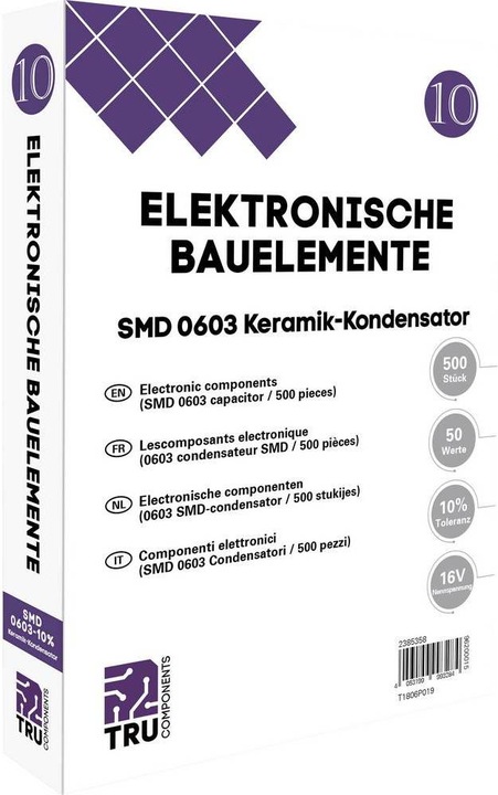 Produktbild Tru Components Chip-Kondensatoren Album 10- Serie 0603, 16V, Â±10%, 500 tlg