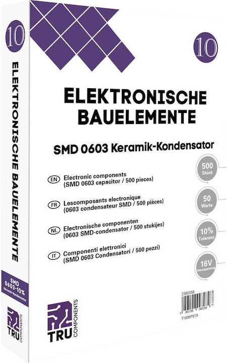 Immagine prodotto Tru Components Condensatori a chip Album 10- Serie 0603, 16V, ±10%, 500 tlg