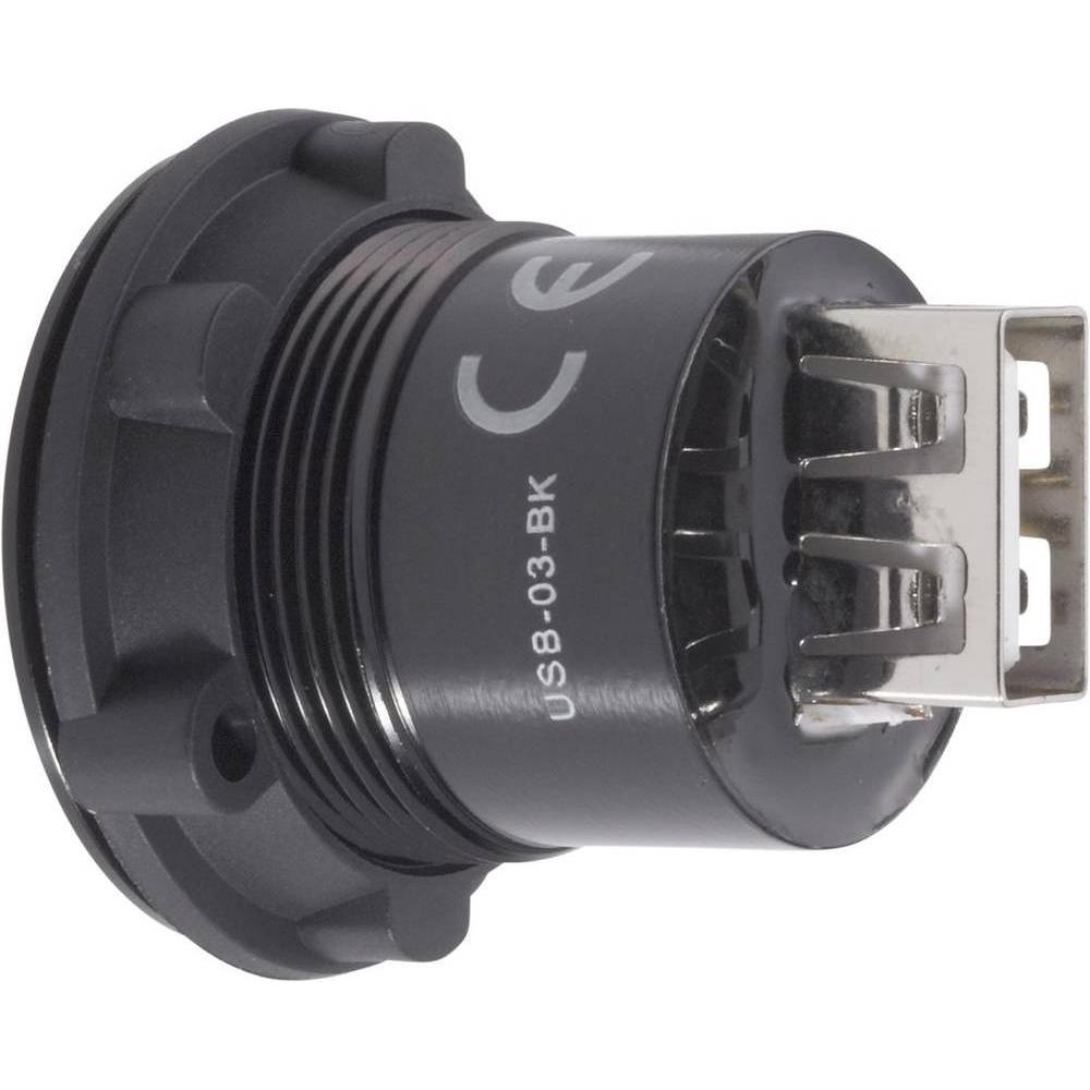 Thumbnail - Tru Components Einbaubuchse 2.0, Elektronikkabel + Stecker, Schwarz