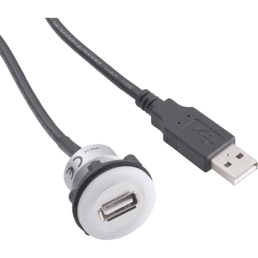 Tru Components A Einbaubuchse 2.0, Elektronikkabel + Stecker, Grau