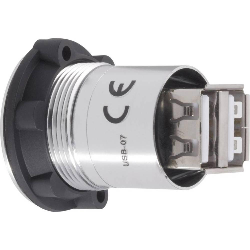 Thumbnail - Tru Components Doppeleinbaubuchse 2.0, Elektronikkabel + Stecker, Silber