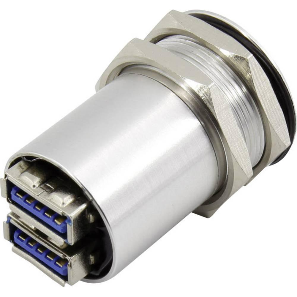 Thumbnail - Tru Components USB A Doppeleinbaubuchse 3.0, Elektronikkabel + Stecker, Grau
