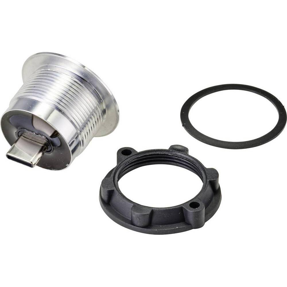 Thumbnail - Tru Components USB-Einbaubuchse, Elektronikkabel + Stecker, Silber