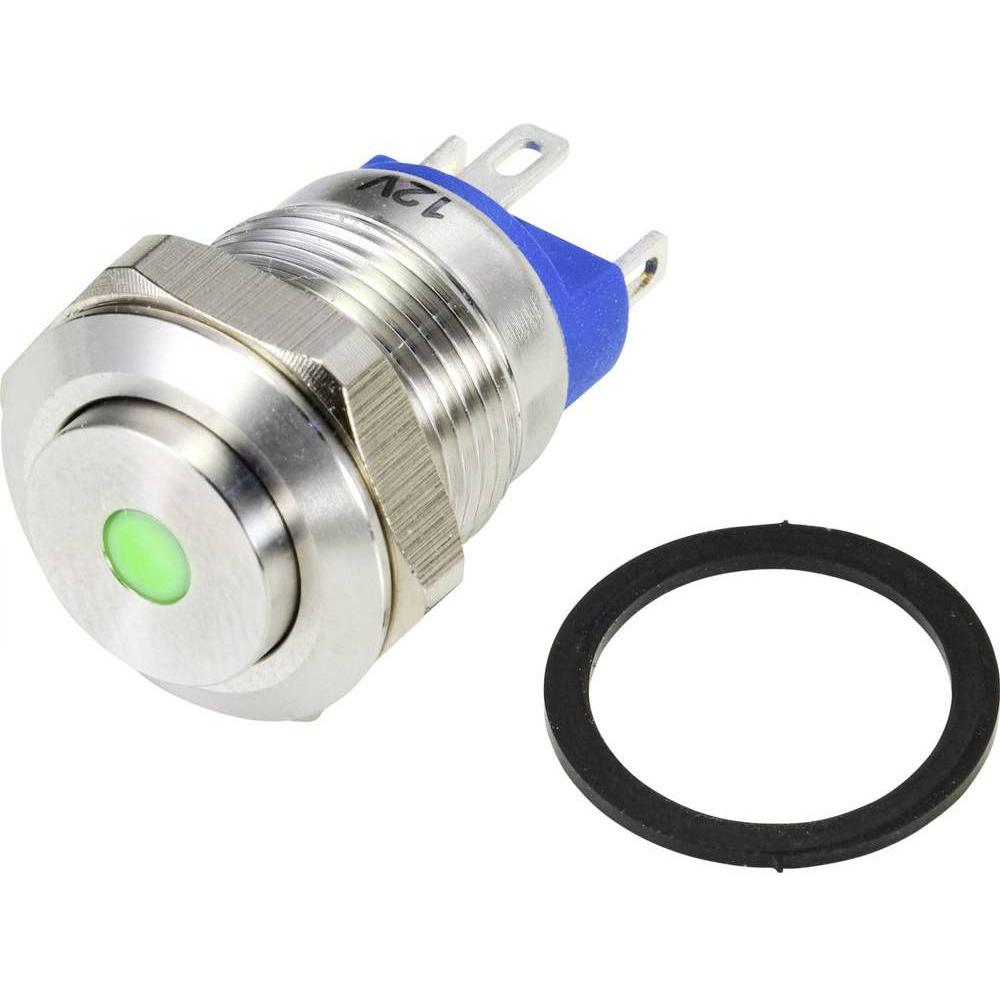 Thumbnail - Tru Components Drucktaster Edelstahl 12 mm beleuchtet, Taster + Schalter, Silber