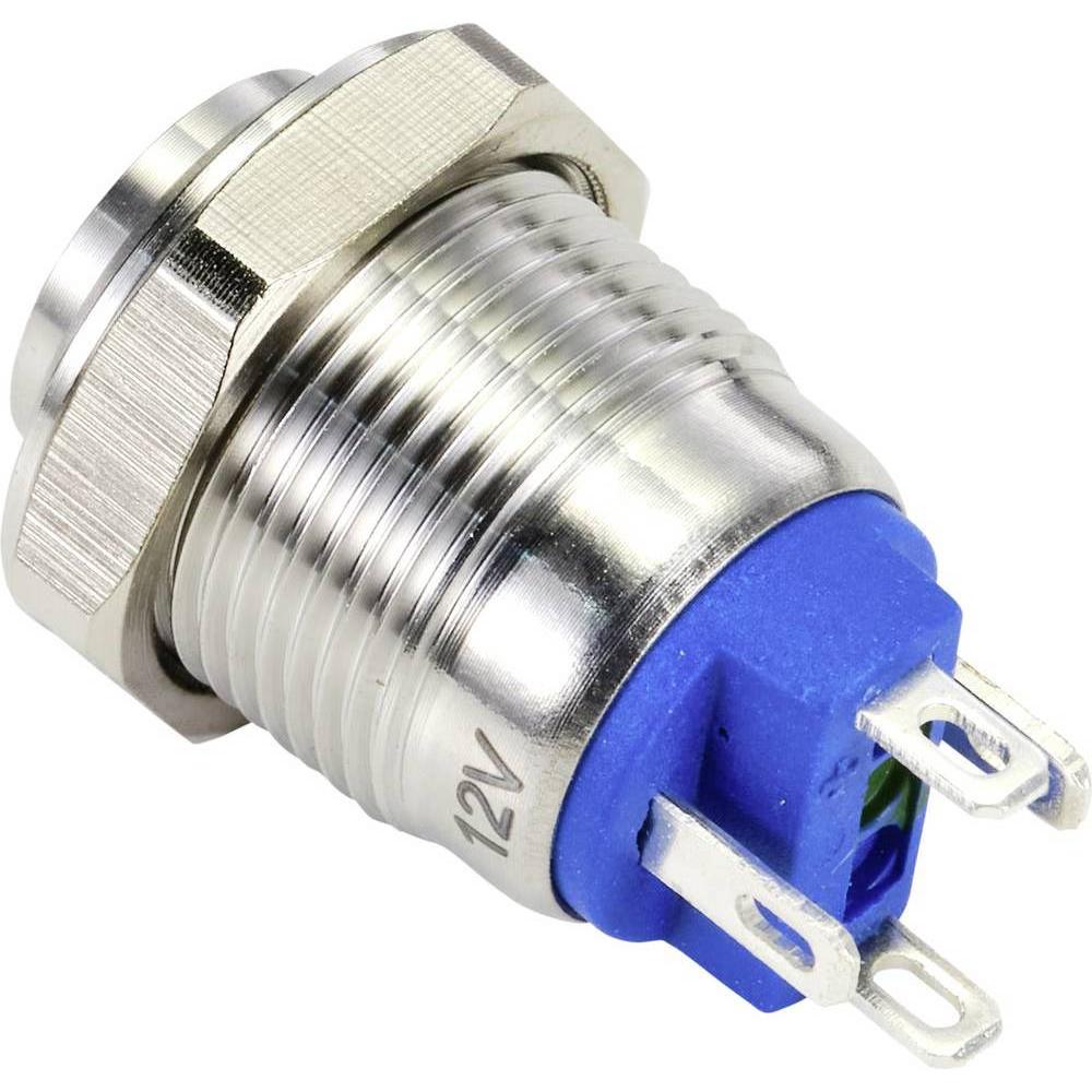 Thumbnail - Tru Components Drucktaster Edelstahl 12 mm beleuchtet, Taster + Schalter, Silber