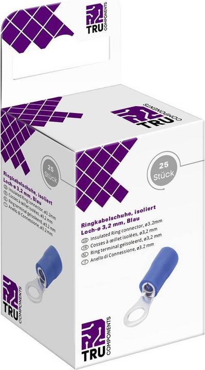Tru Components Ringkabelschuhe, isoliert - 1.5mmÂ² - 2.5 mmÂ², Loch-Ø 3.2mm, 25 Stk