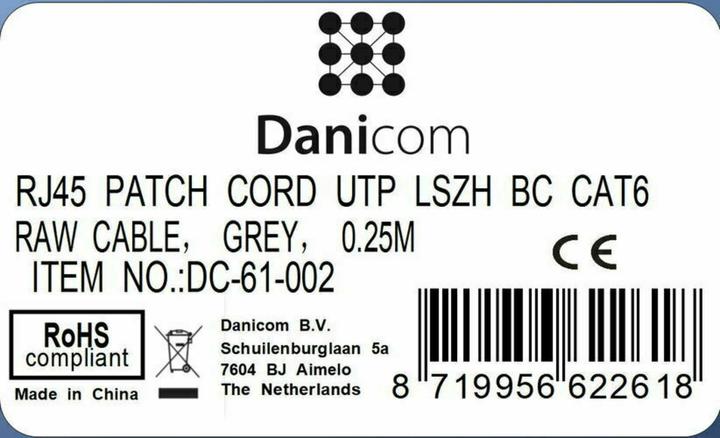 Produktbild Dsit CAT6 Netzwerkkabel, U/UTP, 0,25 Meter, Grau, 100% Kupfer (CAT6, 0.25 m)