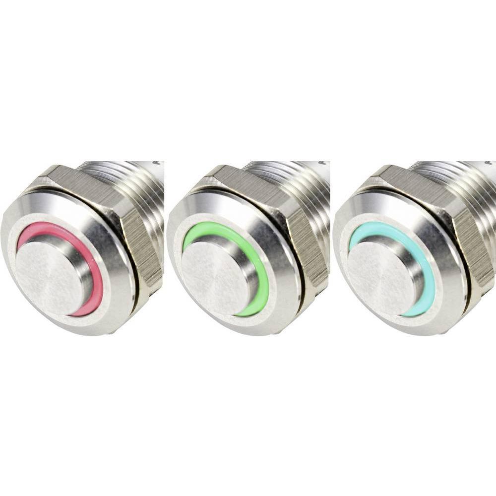 Thumbnail - Tru Components Drucktaster Edelstahl 12 mm beleuchtet, Taster + Schalter, Silber