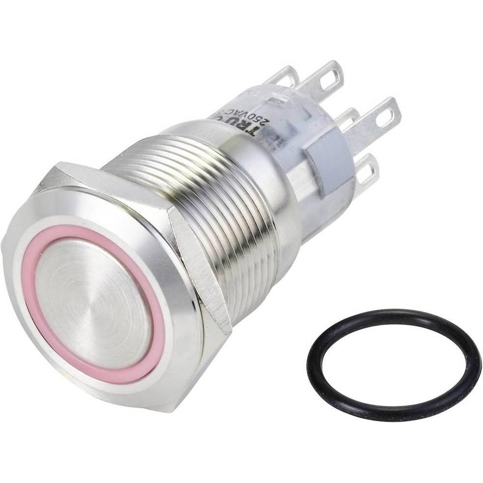 Tru Components Drucktaster Serie LAS1-AGQ-22ZE LED 24 V, Taster + Schalter, Silber