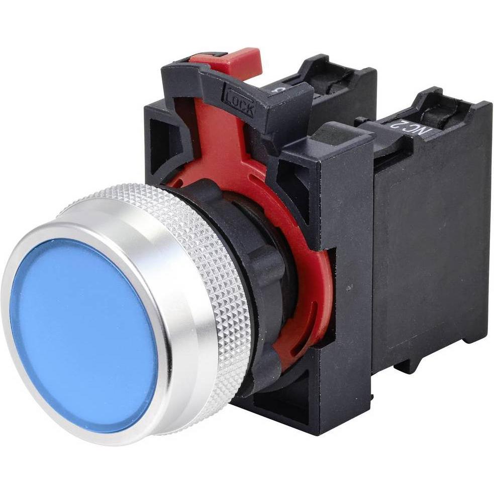 Thumbnail - Tru Components Druckschalter 22 mm rastend ONPOW26-11Z/B, Taster + Schalter, Blau
