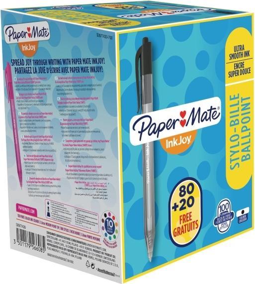 Actual product image Paper Mate InkJoyTM 100 RT ballpoint pen (Black, 20 x)