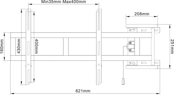 Image du produit Multibrackets Bras oscillant (Mur, 25 kg, 26" - 47")