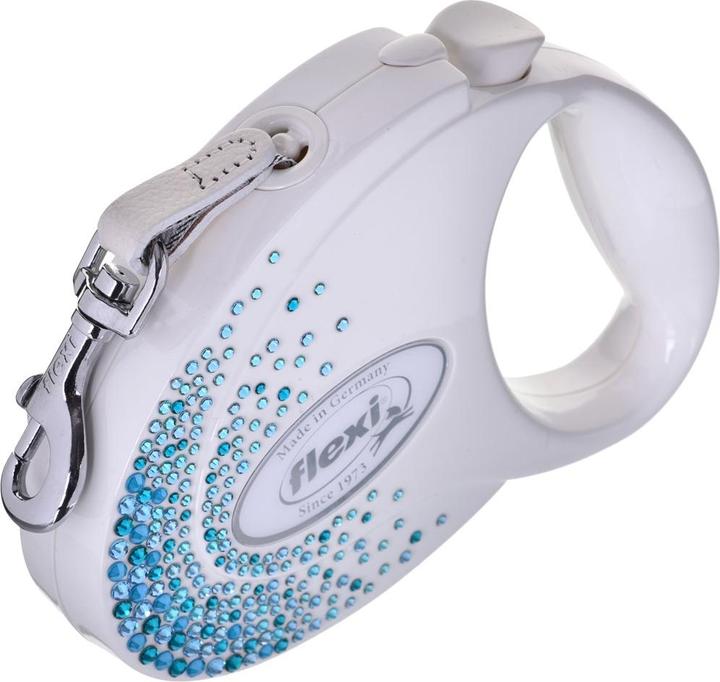 Productafbeelding Flexi Glam Splash Oceaan met Swarovski-kristallen M - Intrekbare hondenriem - 5 m - Wit (M, Hond, Algemeen, Loop)