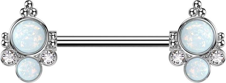 Immagine prodotto Star Piercing Barbagianni d'argento con due opali bianchi e due cristalli d'argento (Ottone, Acciaio chirurgico 316L)