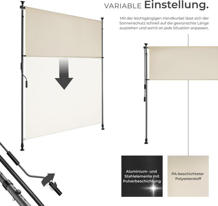 Produktbild tectake Klemmmarkise Taija mit Handkurbel (1.28 m)