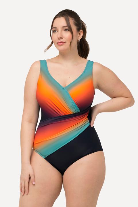 Image du produit Ulla Popken Maillot de bain à dégradé de couleurs, drapé et bonnets souples. Matière recyclée (58)