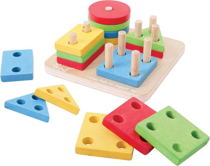 Bigjigs Houten Vormen Stapelspel, 17dlg.