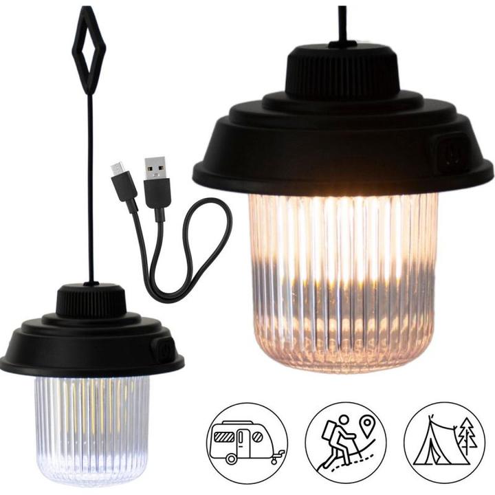 Redcliffs Latarka Lampa Camping USB 3 Rodzaje światła Czarny