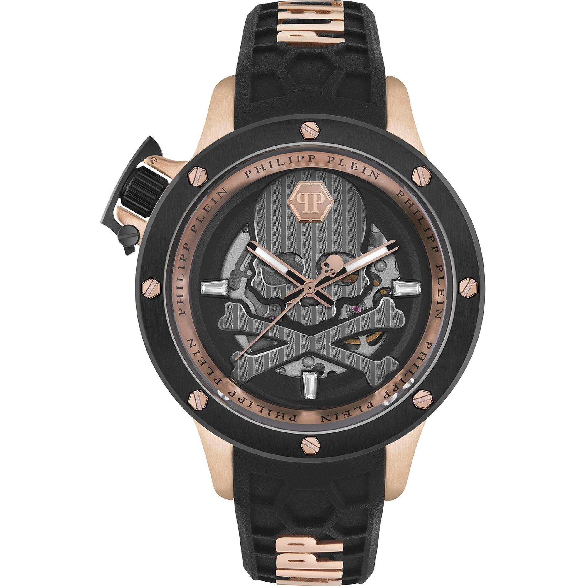 Philipp Plein, Armbanduhr, PWUAA0623 Hyper Sport Automatik Herrenuhr 46mm 5ATM, Rosa, (Analoguhr, 46 mm)