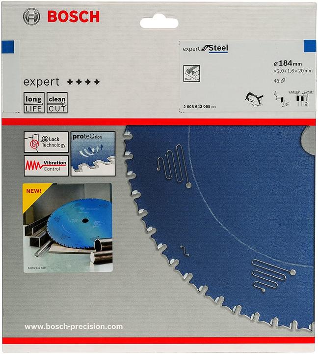Actual product image Bosch Professional Zubehör Circular saw blade Expert for Steel, 184 x 20 x 2.0 mm, 48