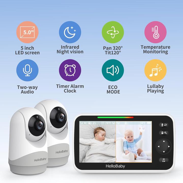 Image du produit HelloBaby Video-Baby-Monitor mit Split-Screen und Nachtsicht (Vidéo et audio)